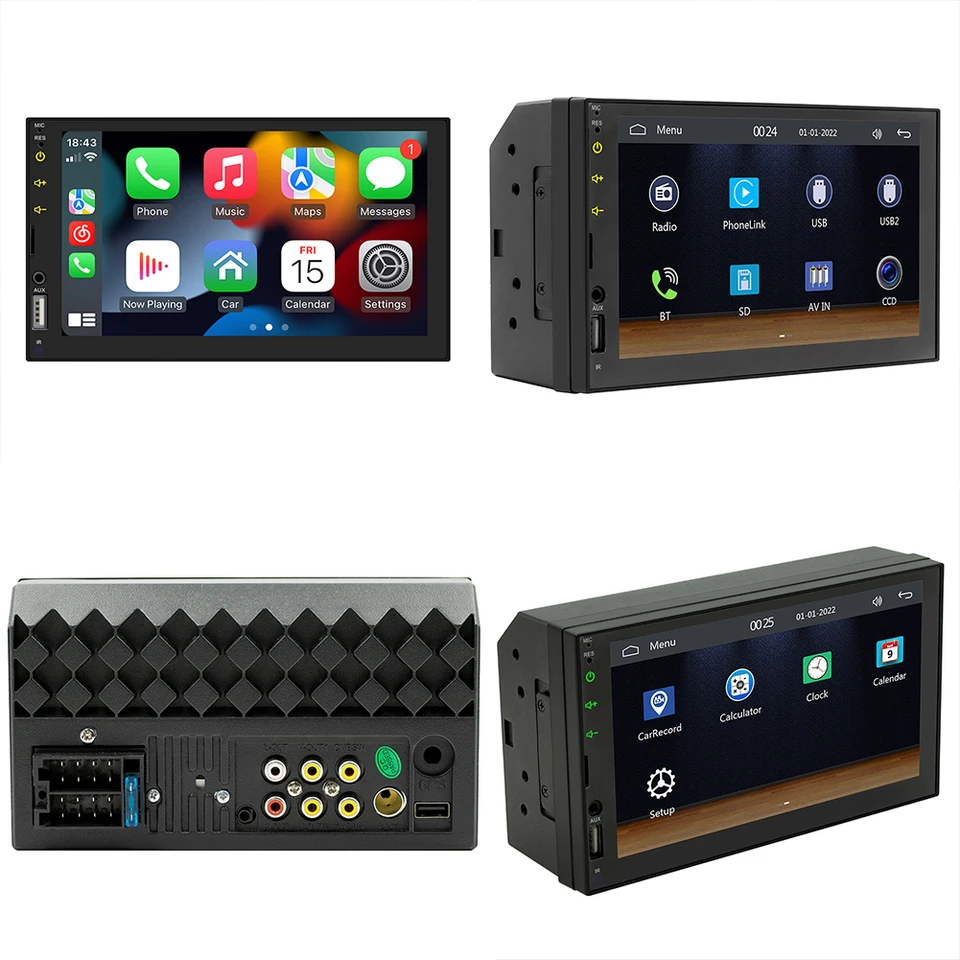 7-palcový bezdrôtový CarPlay Android Auto Audio Radio Bluetooth kompatibilné MP5 Player Mirrorlink Car Radio 2 Din Zadné zobrazenie Fotoaparát