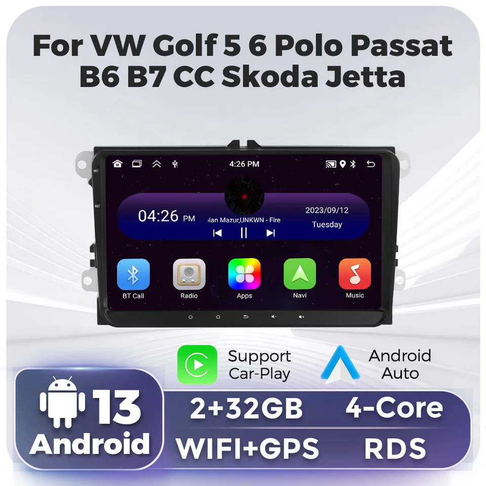 7 -palcový CarPlay Android 13 Car Radio Radio Stereo Multimedia Player pre VW Volkswagen Skoda Octavia Golf 5 Touran Passat B6 Polo Jetta