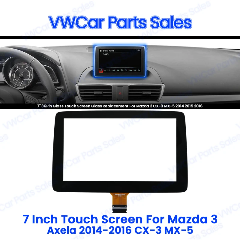 7-palcový digitalizátor dotykového panela pre roky 2014-2016 Mazda 2 3 Axela CX-3 MX-5 TM070RDZ38 Rádio kapacitný BHP1611J0D HCY-CTP7088-A0