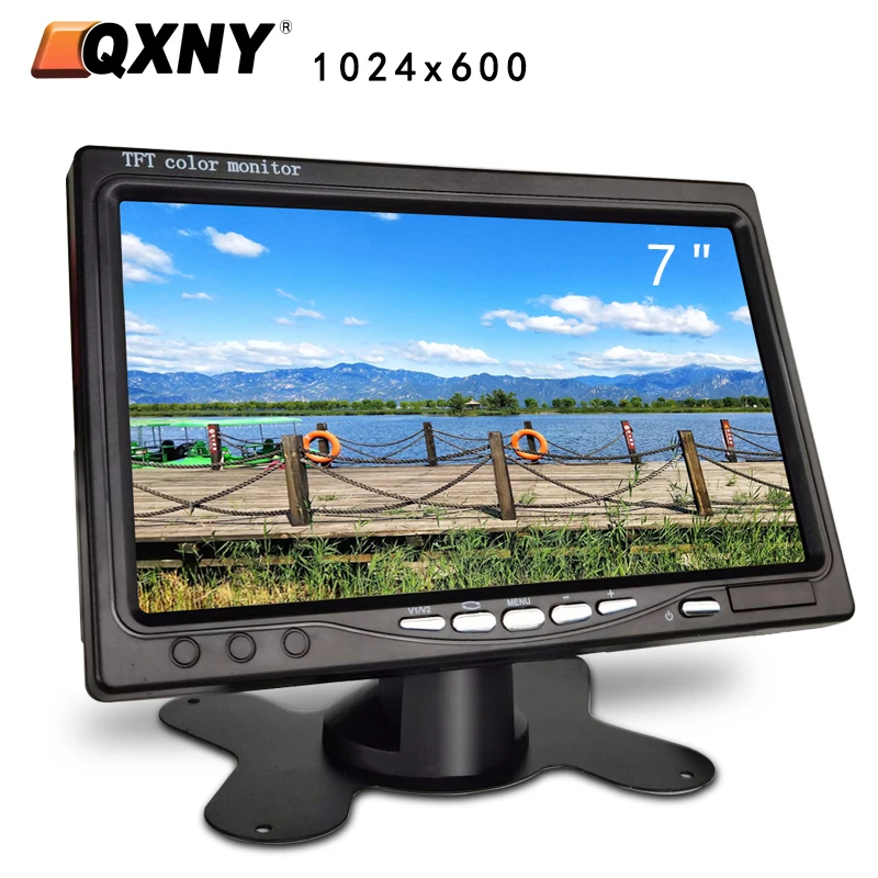 7 -palcový monitor automobilu TFT LCD 1024x600 Displej Zadná obrazovka 12v/24v pre záložnú kameru vozidla CCTV Domáci bezpečnostný dohľad