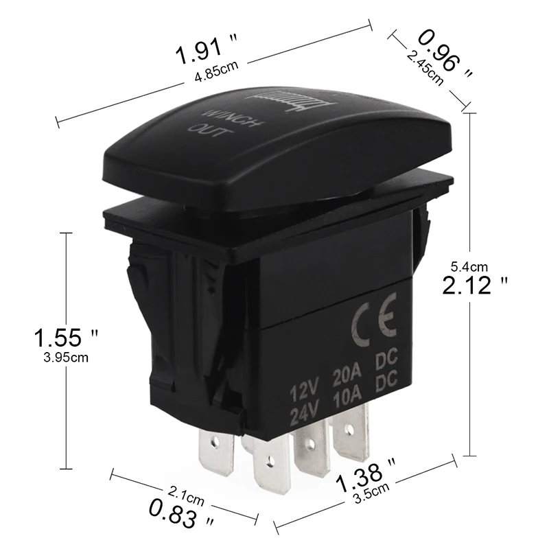 7 pin navijak vo Winch Out Rocker Switch (ON) -Off- (ON) 12V 24V Laser Blue Momentary Rocker prepínač LED modrá