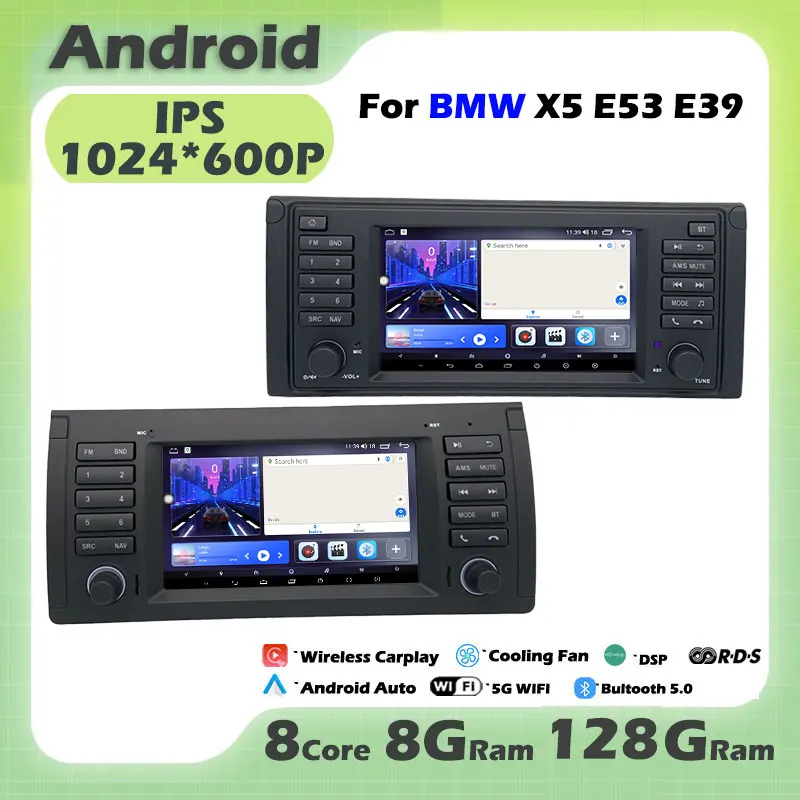 7 '' pre BMW X5 E53 E39 Android 14 DSP Car Radio Multimedia Video Player GPS navigačné stereo wifi bt carplay auto