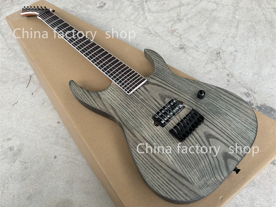 7-strunová elektrická gitarová podpora vlastné teleso popola priehľadná čierna čierna hardware Fixt most