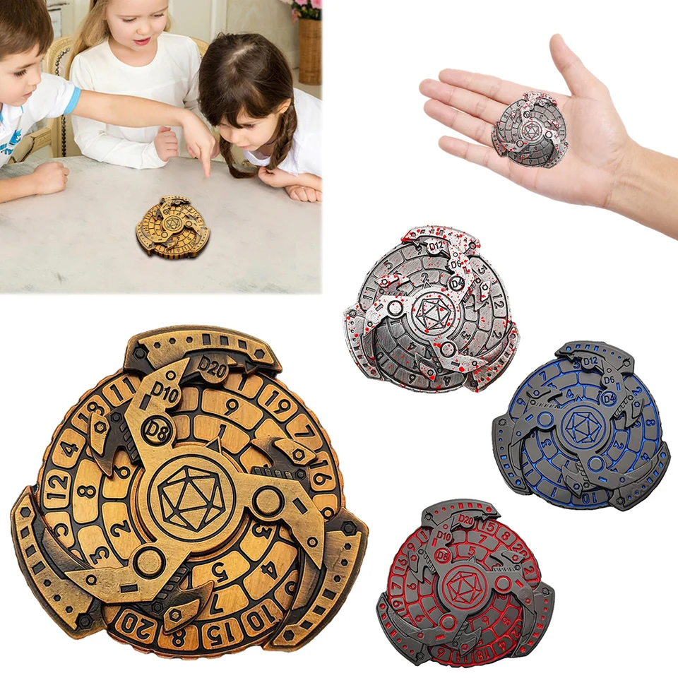 7-v-1 prsty gyro štýl DND kovový kocky kovový kov DND ​​kocky kocky Spinner Polyhedral pre hranie dungeon a draka Pathfinder
