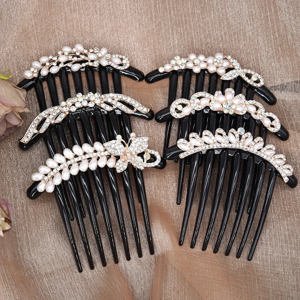 7 zubov Hair Compin Hairpin Lady Bow Shinestone Hairpin Kov Hair Stick Hairpin Svadobná svadobná banketová hlava Kaddres