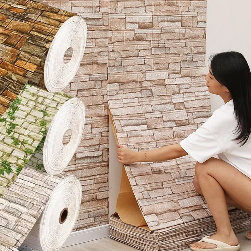 70 cm*1M 3D self-pasívne tapety Kontinuálne vodotesné tehlové nálepky na stenu obývacia izba Spálňa Detská izba Domáca dekorácia