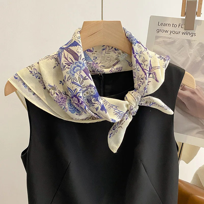 70 cm bavlnená kvetinová tlač Ženy Bandanas Square Scarf Dievčatá čelenky Čele