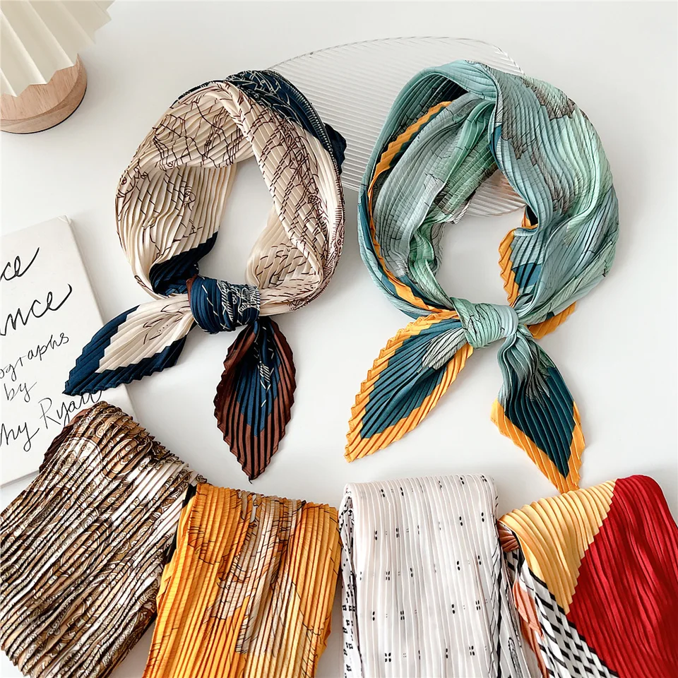 70 cm dizajnérske vlasové pásy Square Šatky módna tlač Pložená hodvábna šálka pre ženy prasknuté zábaly zápästia Lady Ribbon Shawl fj832