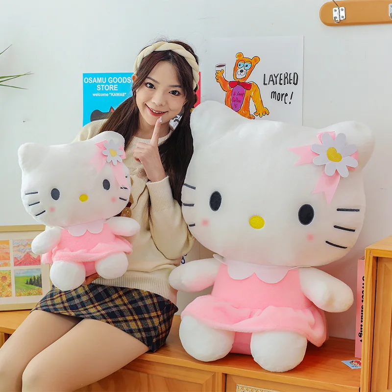 70 cm veľká veľkosť nová Hello Kitty Doll Doll Soft Soft Plushies Kitty roztomilý anime karikatúra darček k narodeninám pre dievčatá priateľky s látkou bábika
