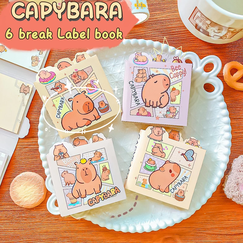 70 listov Mini prenosný notebook kreatívne denné noty papierové karikatúry roztomilé Capybara Sticka Note School Supplies Kawaii Stationaly