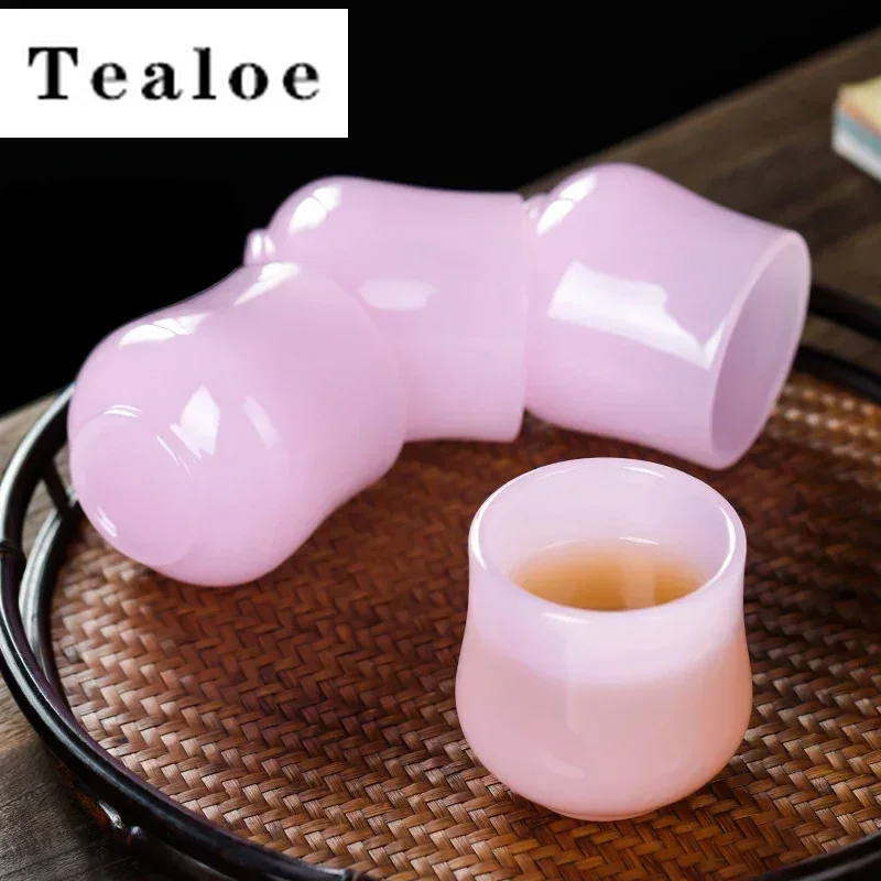 70 ml hibiscus jade porcelán tekvica šálka Sakura Pink Glazed Glass Čínsky retro štýl čajový šálka pobavená hosťami čajový šálka darček