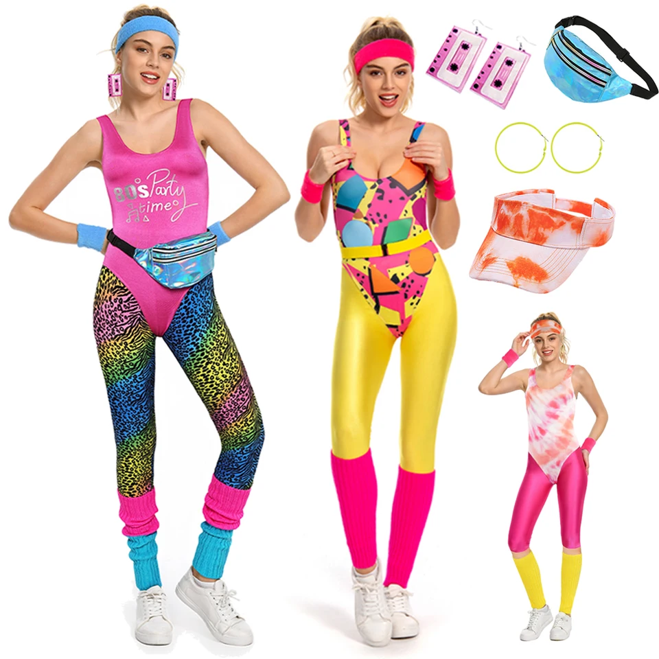 70. roky 80. roky fitness legging workout cosplay fantasy tracksuits obleky retro kostýmy maskovanie dospelých žien roleplay fantas outfits