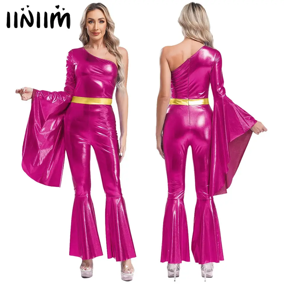70. roky Disco vinobranie kostým Cosplay kovové kovové zvončeky s dlhými nohavicami, zvonček Bell Bell Jazz Dancewear Carnival Rave Party kostým