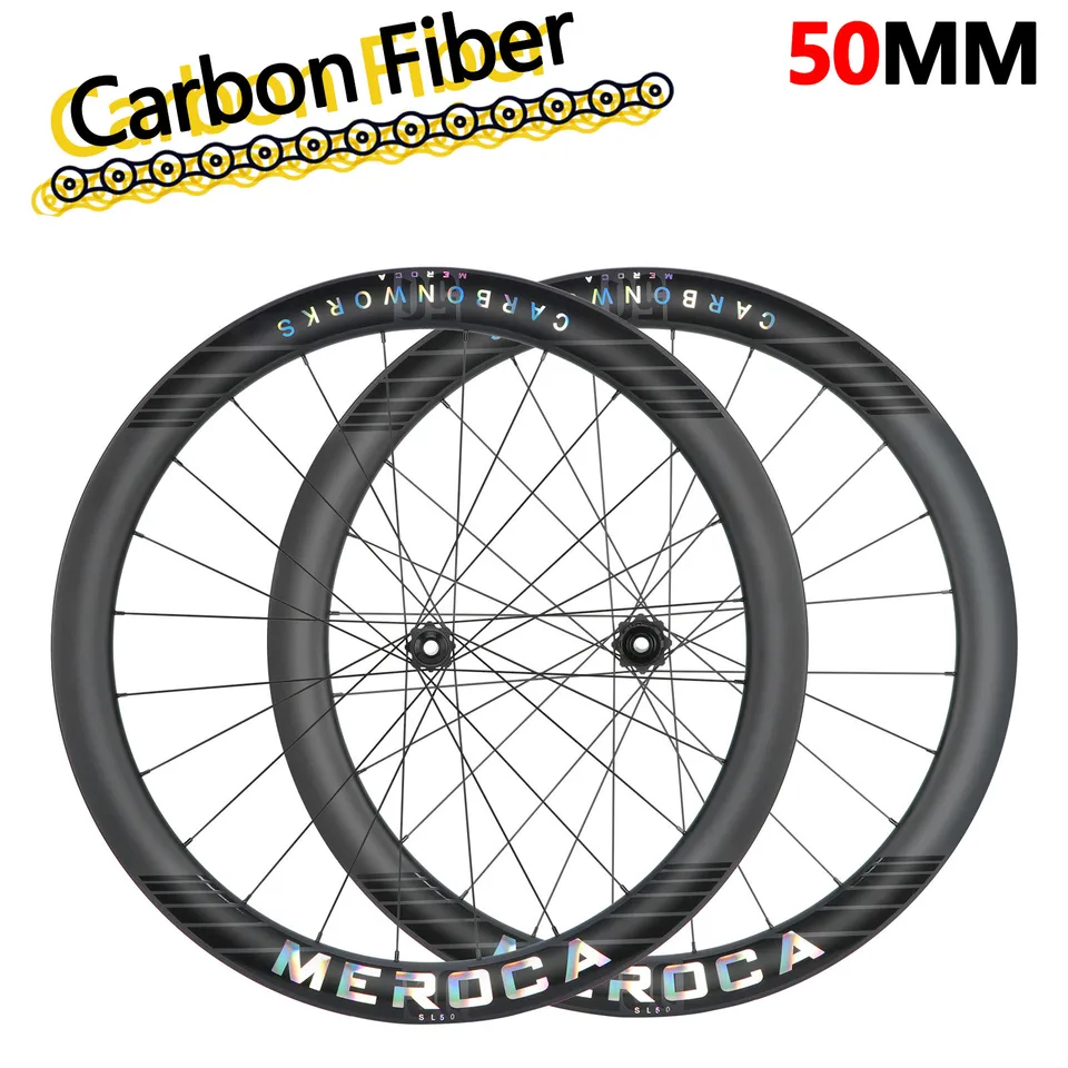 700 ° C Carbon Wheels Road Wheels for Road Bike Racing Biking Bicykel kolesá kolesá Disk CenterLock 50 mm šírka bezdušového klinického pneumatiky