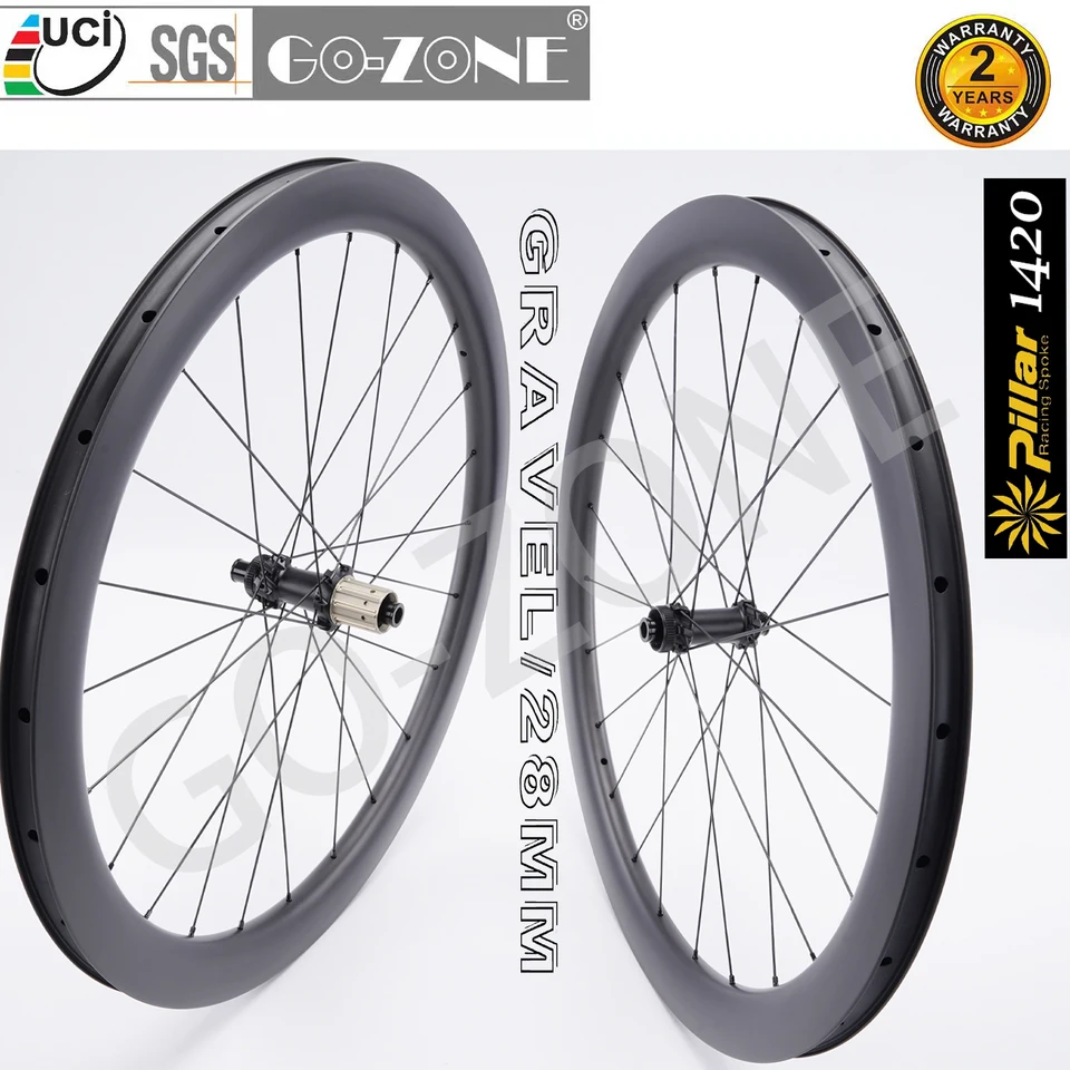 700 ° C Disk Brzdenie Gravel Carbon Wheelset Pillar 1420 28 mm široký kliner bezduby bez vliek rúrky R260D UCI schválené Centerlock Road Wheels