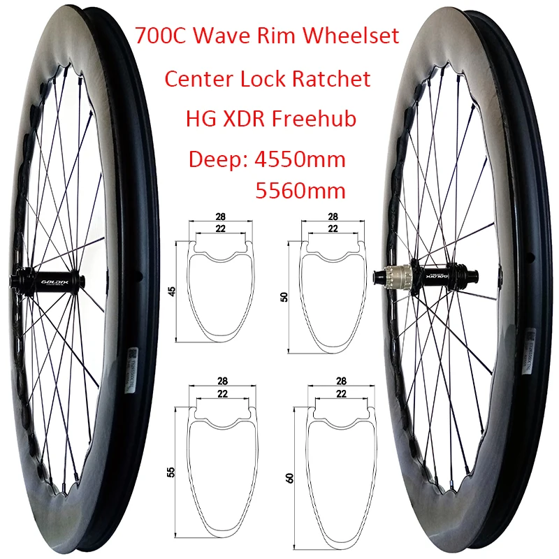700 ° C Wave 28 mm široký 4550 mm 5560 mm hlboký uhlíkový okraj stredový zámok 36T Ratchet 24 -dierka štrk Super Light SL bezdušové kolesá