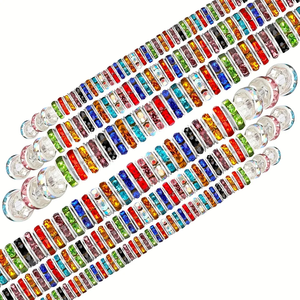 70ks 6 8 mm Rondelle Spacer Percers Strieborné kamienok Mix Mix Color Crystal Loose Loads pre náhrdelníky náramky šperky výroby šperkov