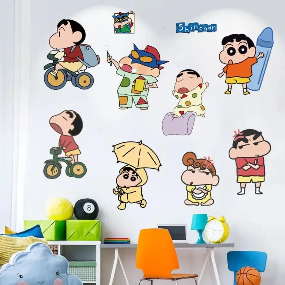 70x50 cm anime pastelky shin-chan nástenné nálepky pre detskú spálňu steny slepcov