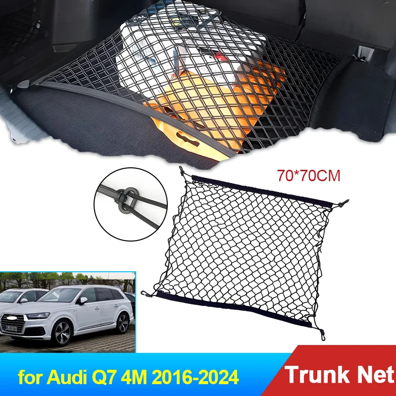 70x70 Auto pre Audi Q7 4M 2016 2017 2018 2019 2020 2021 2022 2023 2024 Príslušenstvo Car Boot Boot Trunk CARGO Net Elastic Elastic Part Časť