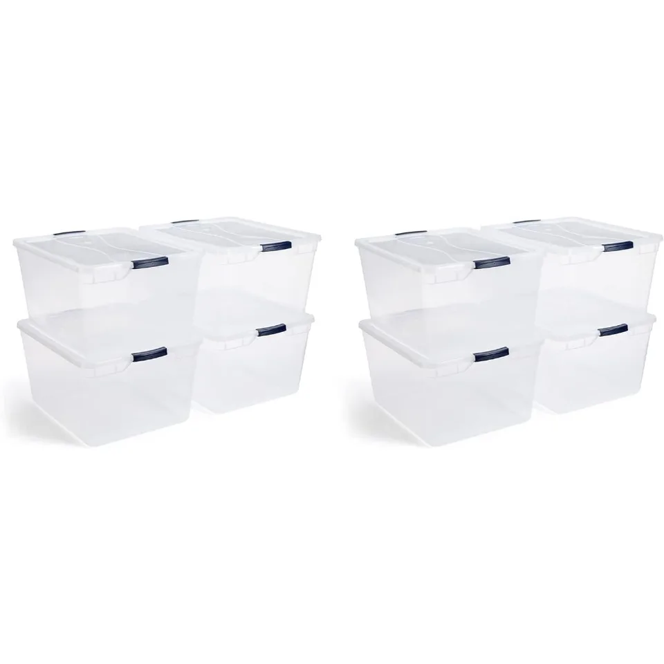 71 QT Clear Storage Rins s západkovými viečkami, 4-balenie, stohovateľné, bez BPA, vyrobené v USA