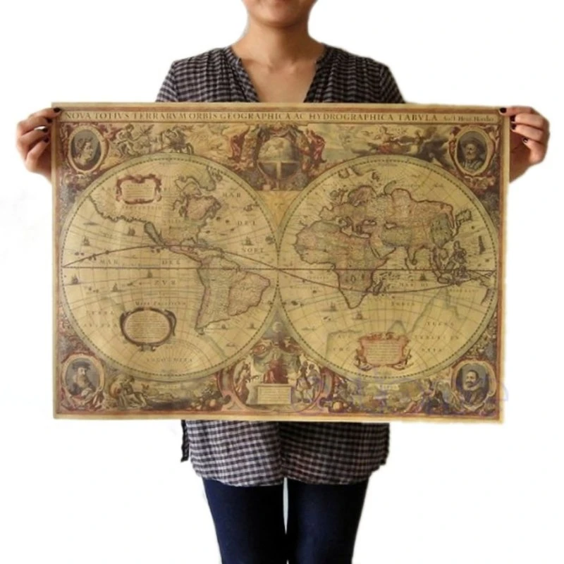71x50 cm retro vinobranie mapa starého sveta matný hnedý papierový plagát Domáca dekor