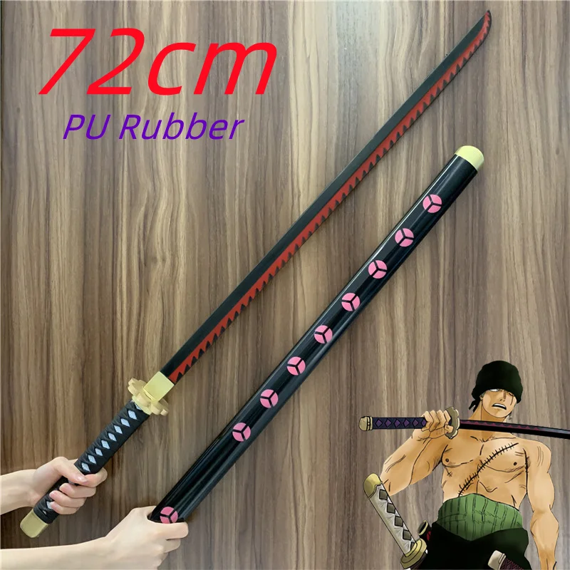 72 cm Zoro Sword 1: 1 OP Cosplay Kozuki Oden Yamato Black Sword Samurai Weapon Nož Nožá bezpečnosť Pu Toy Gift