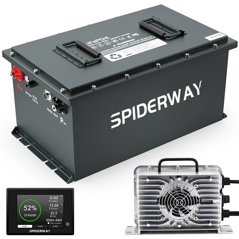 72V 105AH golfový košík lítium LifePo4 batéria 200A BMS s dotykovým monitorom a mobilnou aplikáciou 6000+ cyklus max.