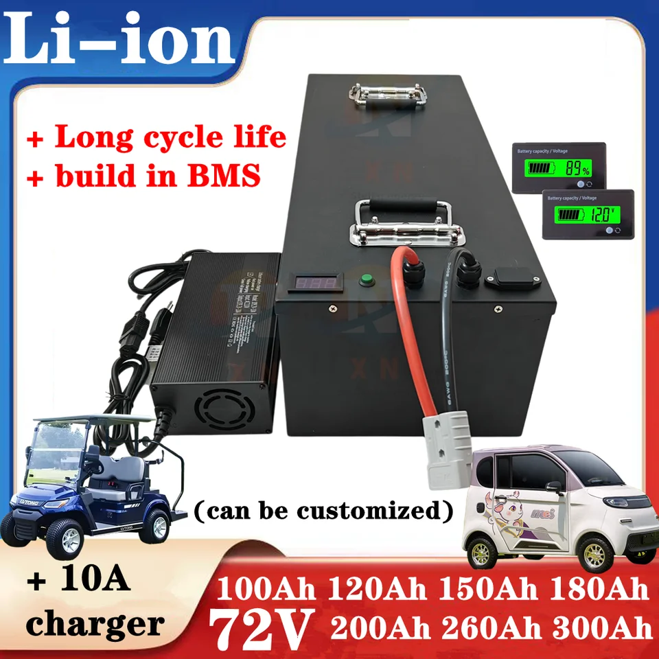 72V lítium -iónovej batérie 100AH ​​120AH 150AH 180AH 200AH 260AH 300AH pre 7000 W Scooter Inverter Go Cart Motor