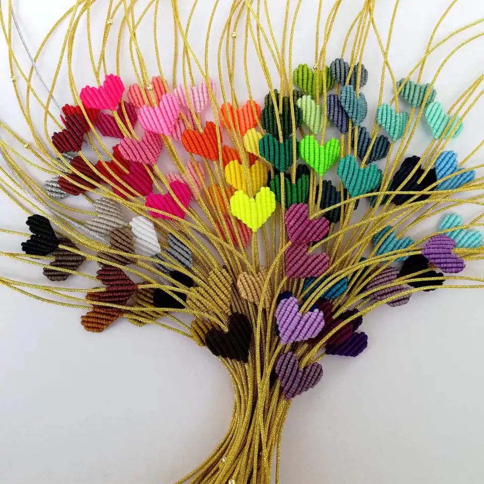 75 Candy Colors Čechia v tvare srdca Láska Lucky Rainbow Pletel náramok Jednoduchý trendový dámsky vlákno ručne vyrábané šperky Najlepší darček