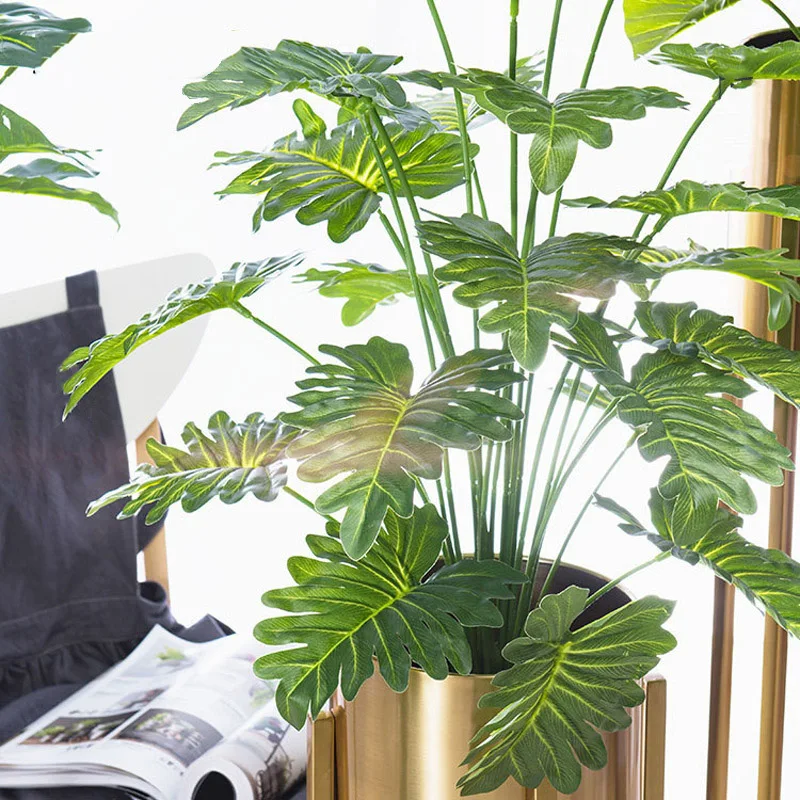 75 cm 24heads Tropické rastliny Monstera veľké umelé palmové stromy plastové zelené listy falošné korytnačky pre domácu párty dekorácie