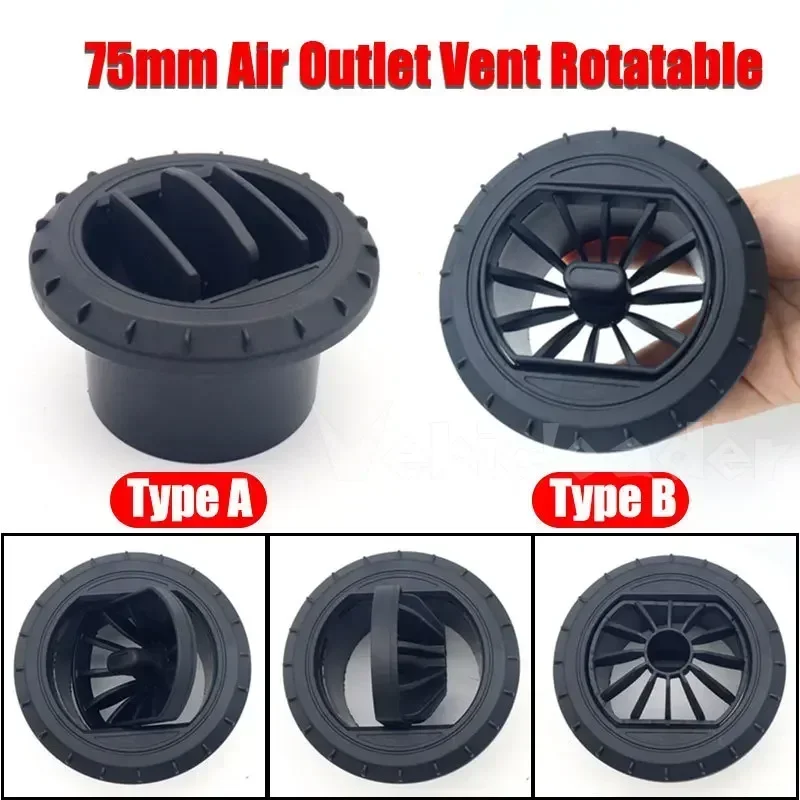 75 mm automobilový odvzdušňovací výstup otočiteľný vzduchový ohrievač vzduchovej nafty klimatizácia pre vozidlo vozidla Van Camper Black