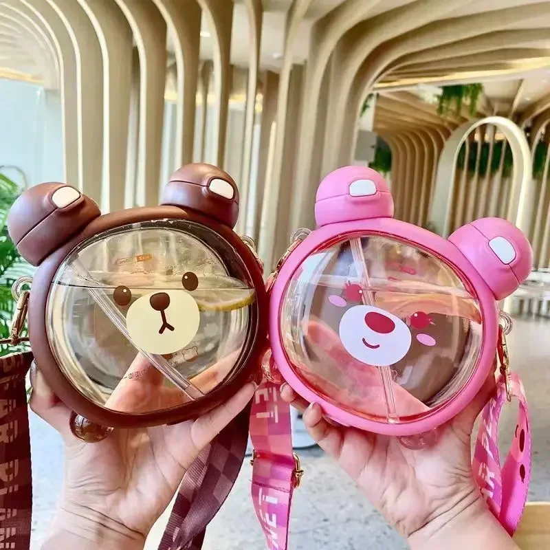 750 mlcute medvedí kanvica slama slama fľaša letný Tritan slama fľaša Plastická fľaša fľaša Kawaii Detské poháriky pre školu