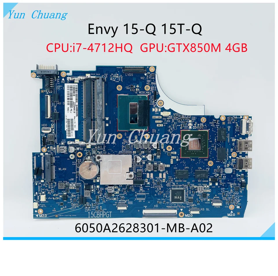 765736-501 765736-001 pre HP Envy 15 15-q 15t-q laptop základná doska 6050A2628301 MB A02 s I7-4712HQ CPU GTX850M 4GB GPU DDR3L