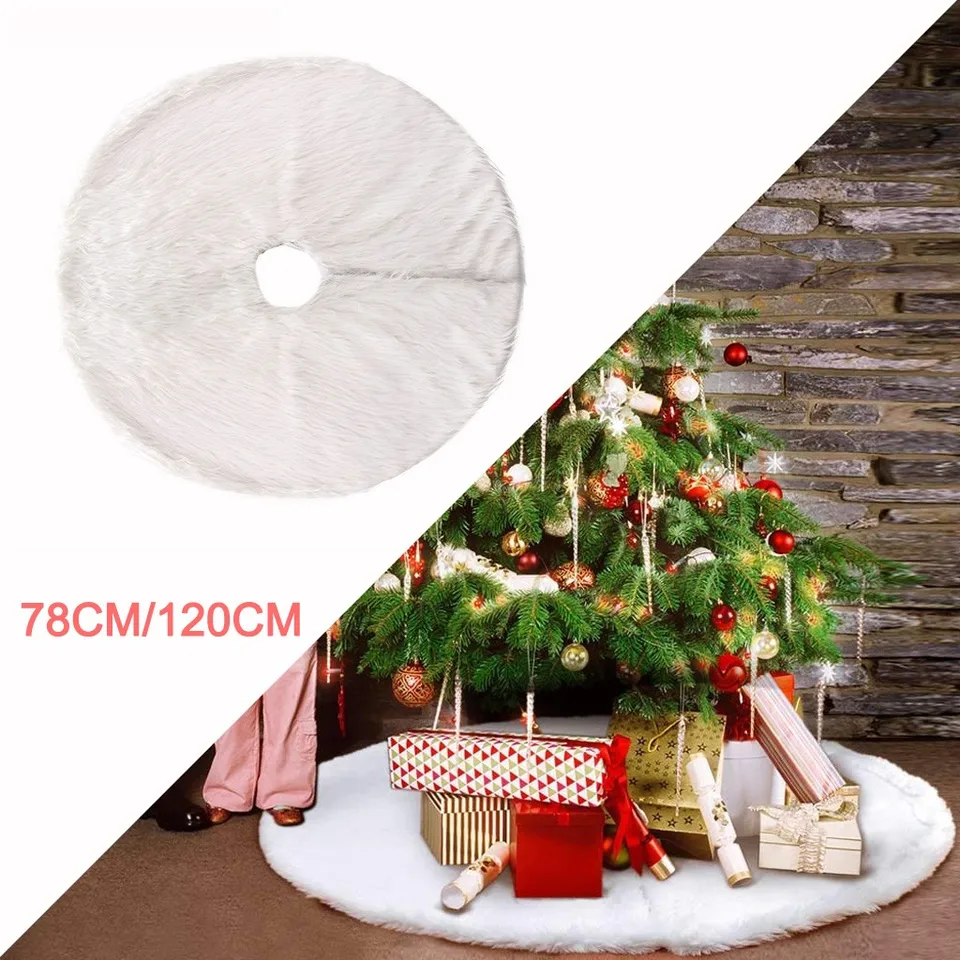 78 cm vianočný stromček sukňa Faux kožušina Snowflake Snowflake White Plys Mat Rat