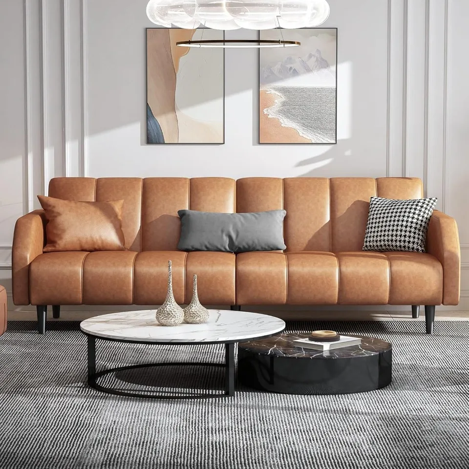 78 '' Futon Sofa Bed Gouch, 2 sedadlá Faux Leather Futon Sleeper Gauč s nastaviteľným operadlom pohovky, kabriolet Lovese Sofa Bed
