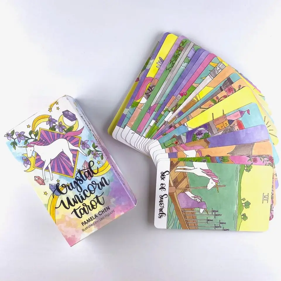78 ks Crystal Unicorns Tarot Deck Leisure Party Table Game Fortune-Telling Prophecy Oracle Cards 10.3*6cm