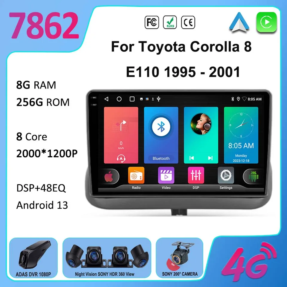 7862 CPU Android 13 pre Toyota Corolla E110 VIII 1995-2001 Car GPS navigačná stereofónna jednotka č. 2DIN Multimedia Player