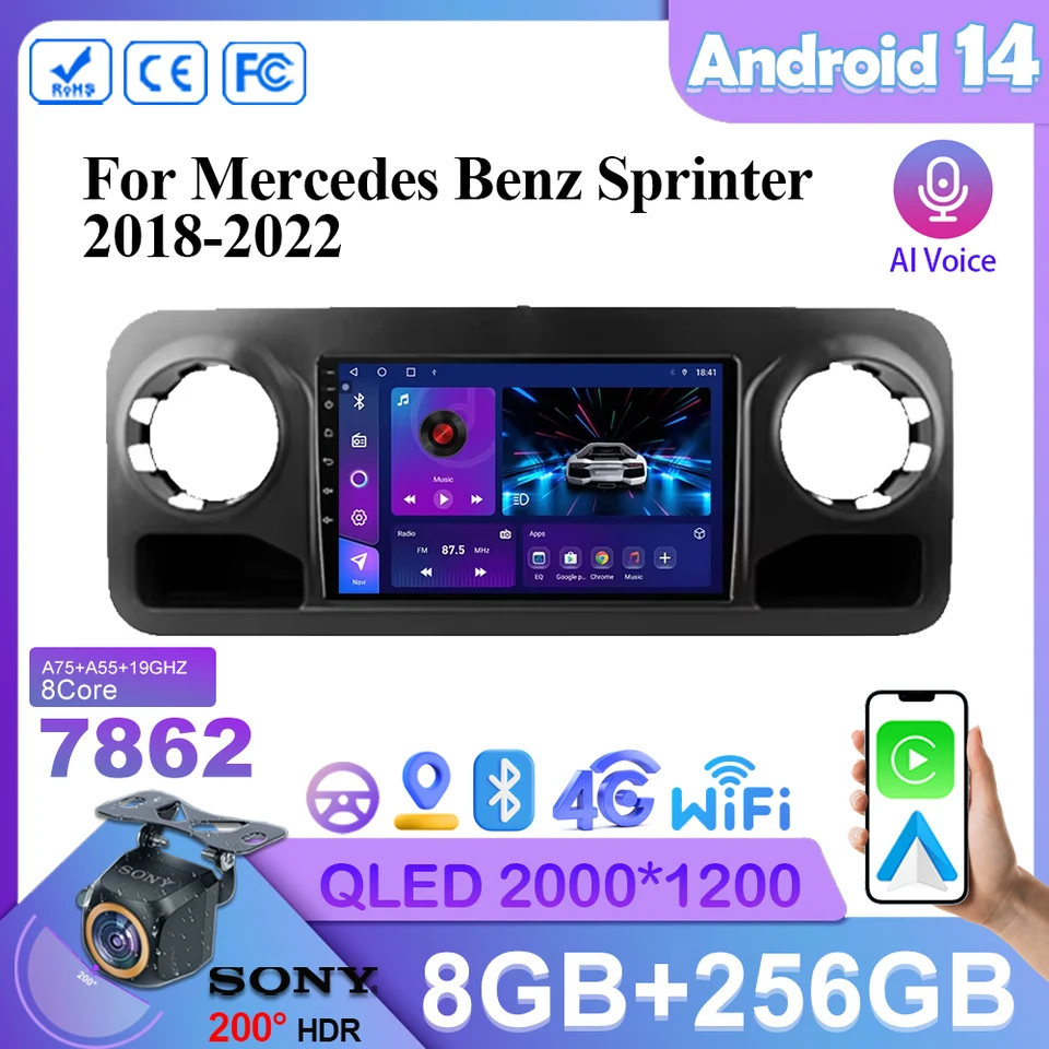 7862 Multimediálny hráč pre Mercedes Benz Sprinter 2018 2019 - 2022 Android 13 Auto Radio Stereo GPS navigácia č. 2DIN DVD