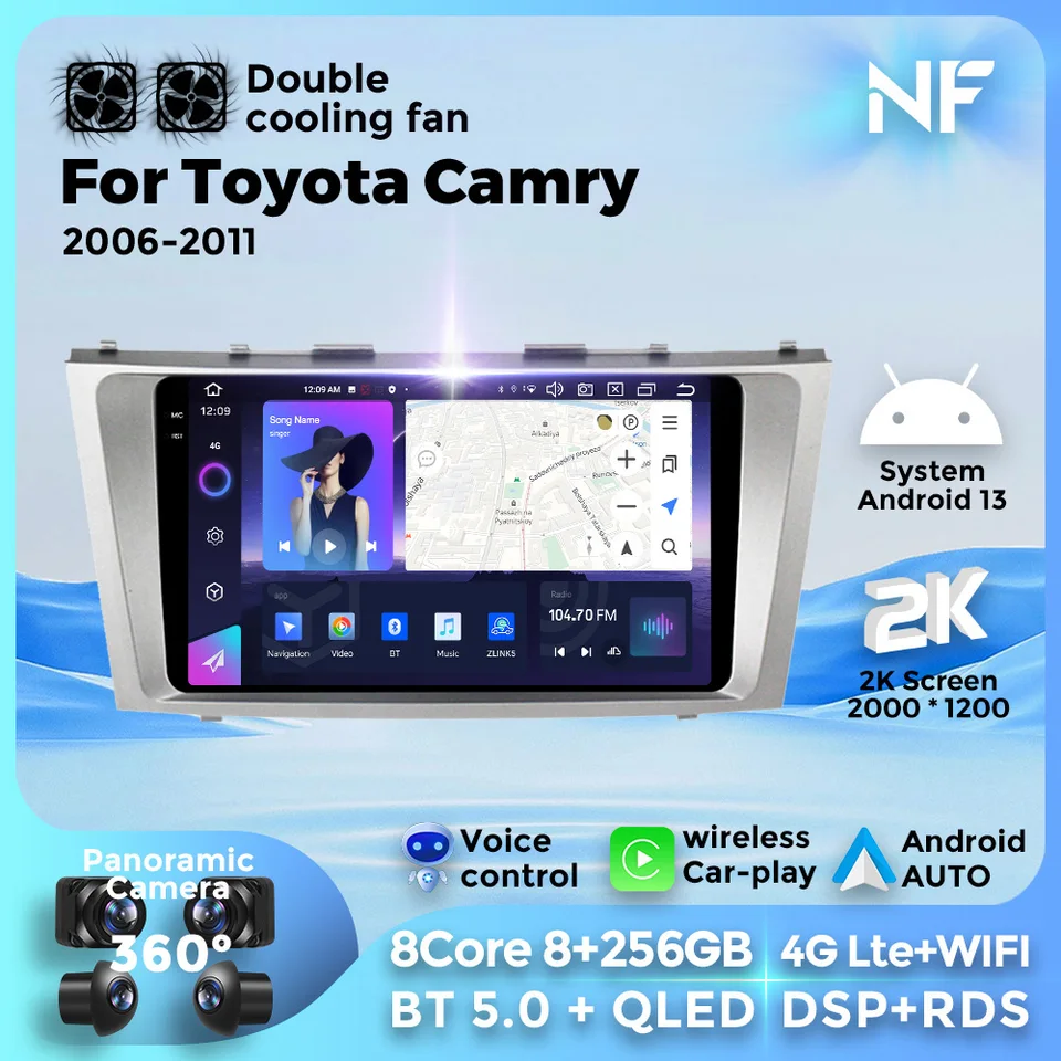7862s Android 2 DIN Car Auto Radio pre Toyota Camry 2006-2011 CarPlay GPS navigácia multimediálny video prehrávač WiFi 4G Stereo 2Din DVD