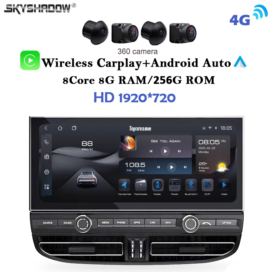 7862S CarPlay 8g+256G Android 14.0 QLED 1920*720 DVD Player DVD Player GPS WiFi Bluetooth RDS Radio pre Porsche Cayenne 2010-2017