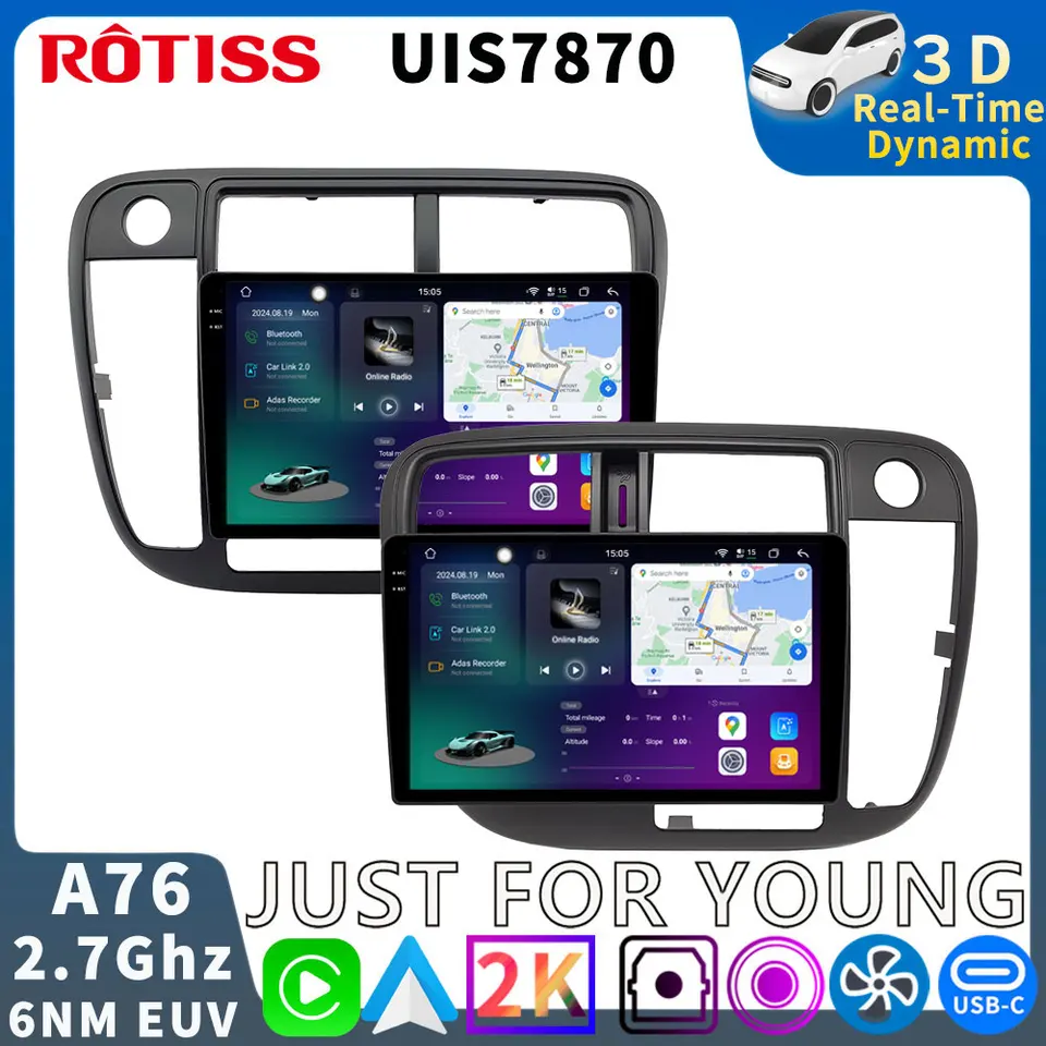 7870 A76 Android 13 12g+256G Car Radio GPS Autoradio Player pre Honda Civic 6 typu R EK EM EJ 1998-2000 Bluetooth Carplay Stereo