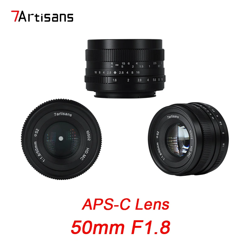 7artizáni 50 mm F1.8 Objektív fotoaparátu Veľký clonový manuálny mikropixný portrét portrétu pre Canon Sony M4/3 Fuji