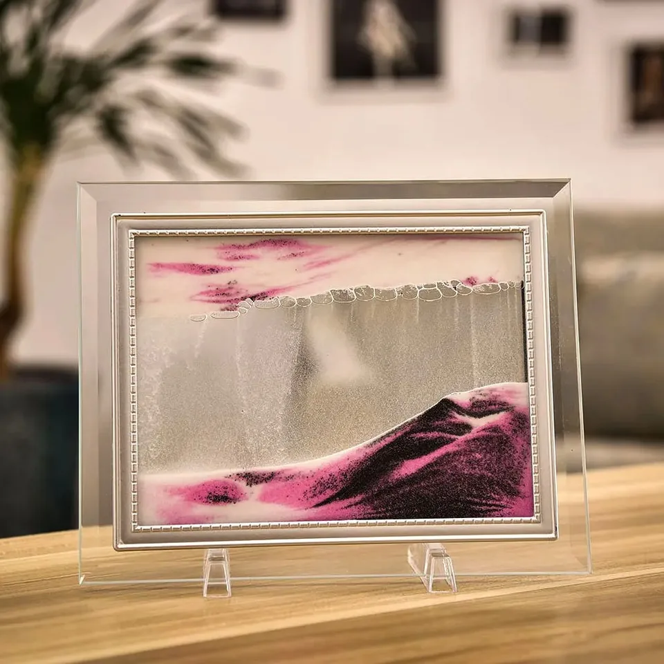 7in/17 cm 3d pohybujúce piesočné umenie Glass Glass Deep Mor Sandscape Preslanec Quicksand Craft Flowing maliar Office Domáca dekorácia vianočný darček