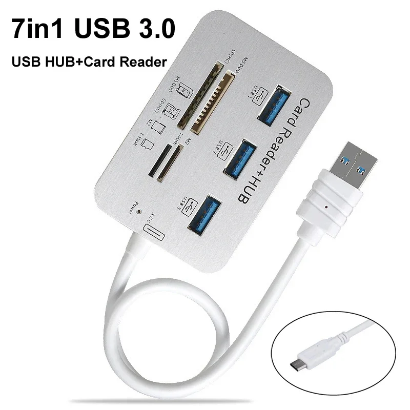 7in1 3 porty USB Typ C 3,0 Hub+4 porty Expander SD TF MS, M2 MMC Adaptér čítačky pamäťových kariet pre klávesnicu myši pre laptop U Disk PC PC