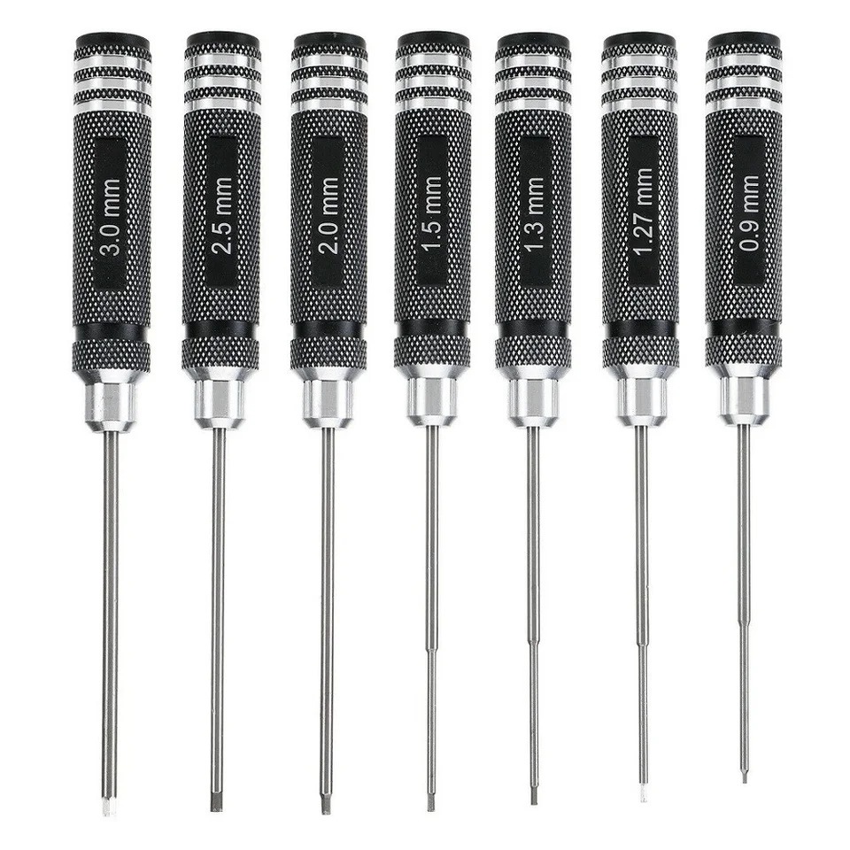 7ks hexagon skrutkovač HSS Hexagon Wrench Screwdrirs 0,9-3,0 mm pre ručné náradie pre ručné náradie pre skrutku
