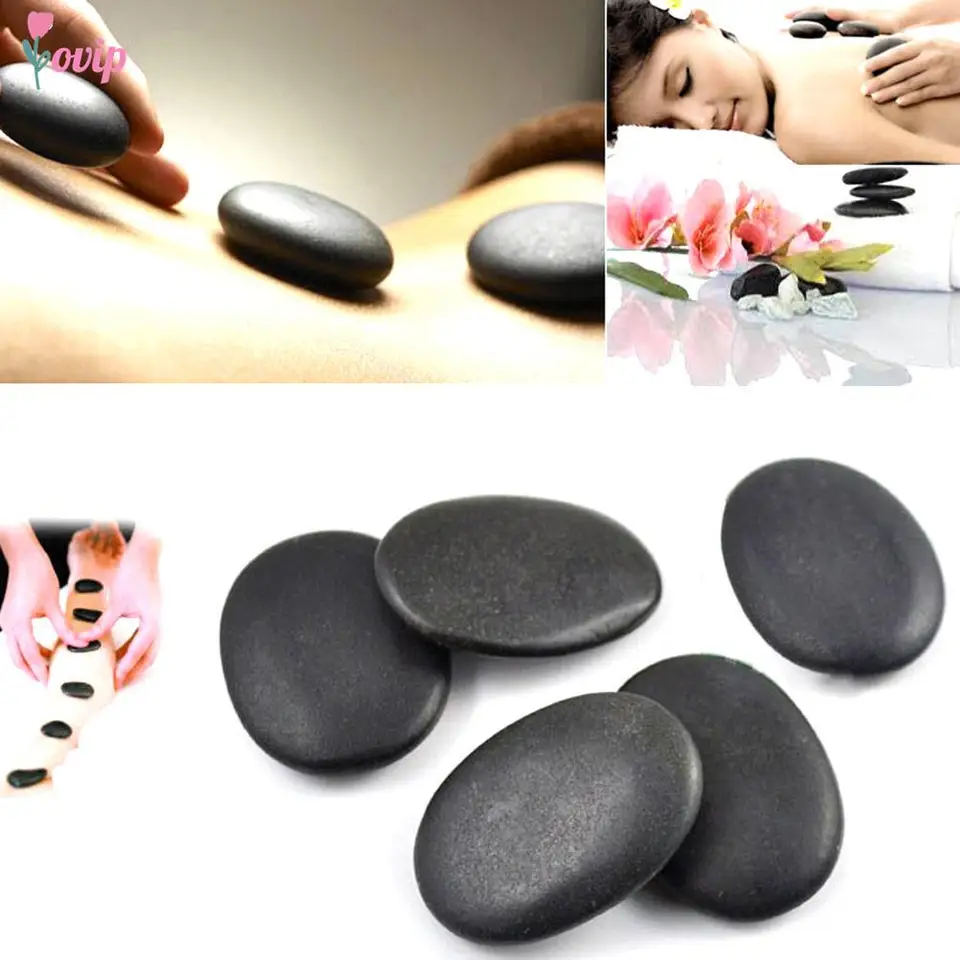 7ks Lava Lava Prírodná energia masáž kamenný horúci kúpeľ Spa Basalt Stone Hot Compress Spa Kames masáž relaxáciu tela Zdravotná starostlivosť