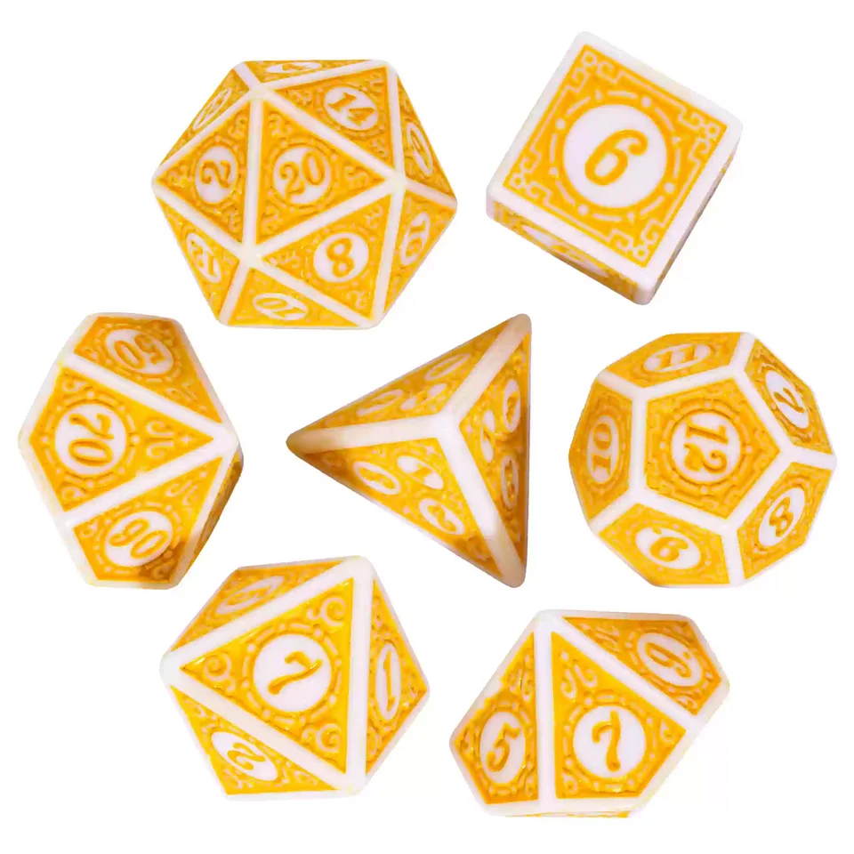 7ks/lot Polyhedral kocky dvojfarebné kocky zábava pre zábavu pre kocky pre TRPG DND retro vzor D20 D12 D10 D8 D8 D6 D4