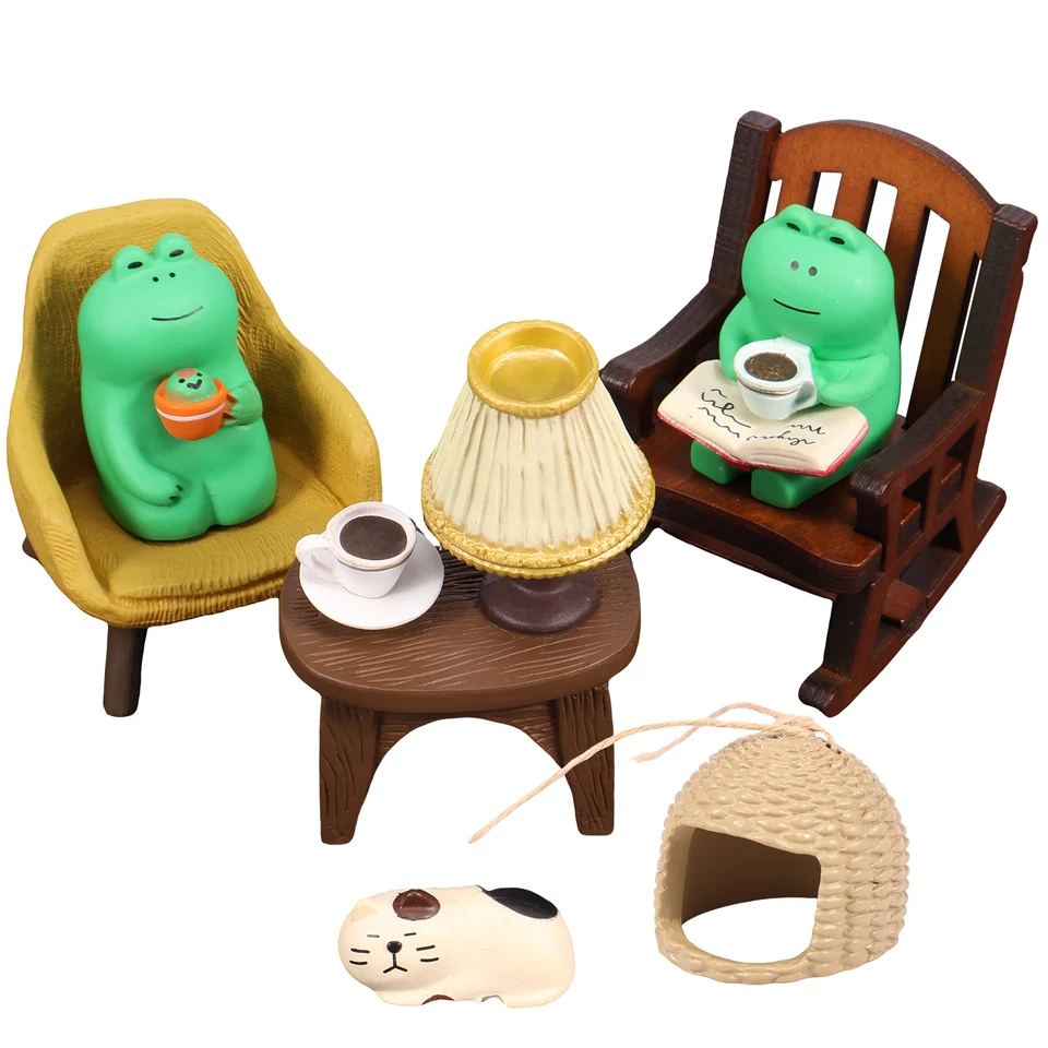 7ks Mini Frog Figuríny nastavené vtipné žaba socha domáca dekorácia roztomilý žaba socha záhradná stolová spálňa dekorácie k narodeninám darčeky