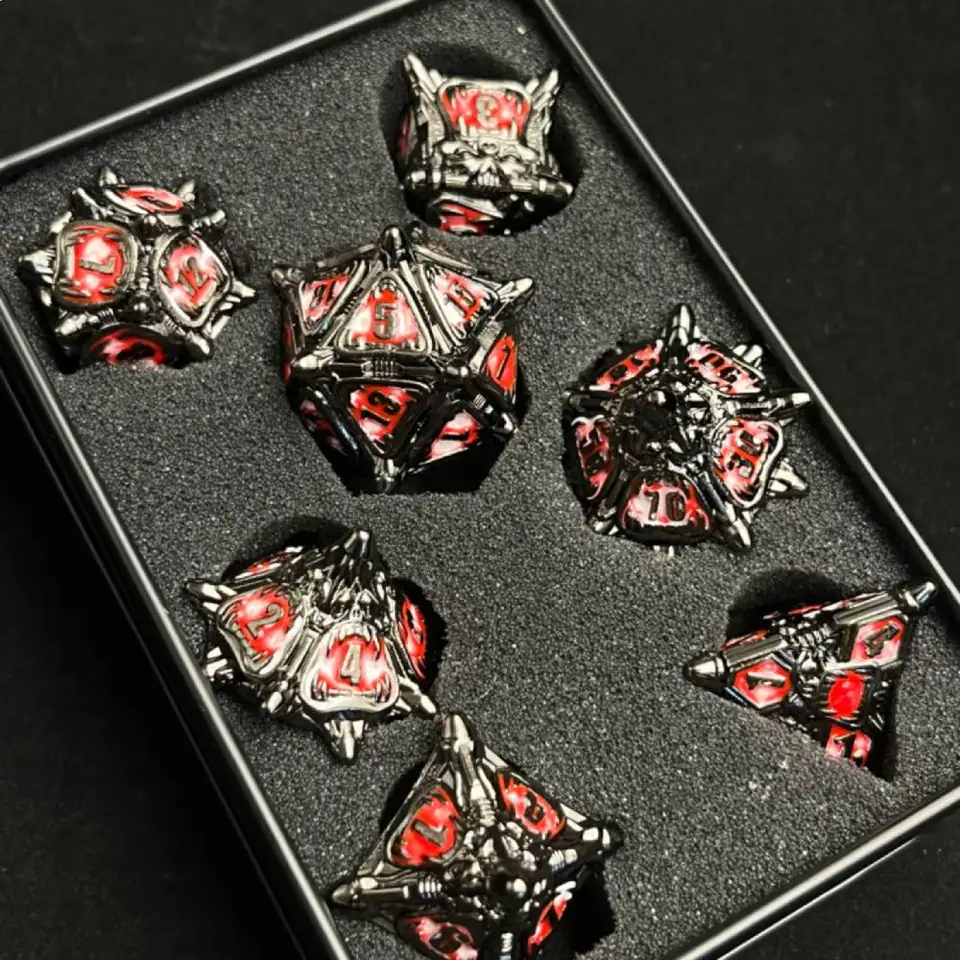 7ks Polyhedrálne kovové kocky, DND DICE set pre dungeons a draky D&D DICES Play