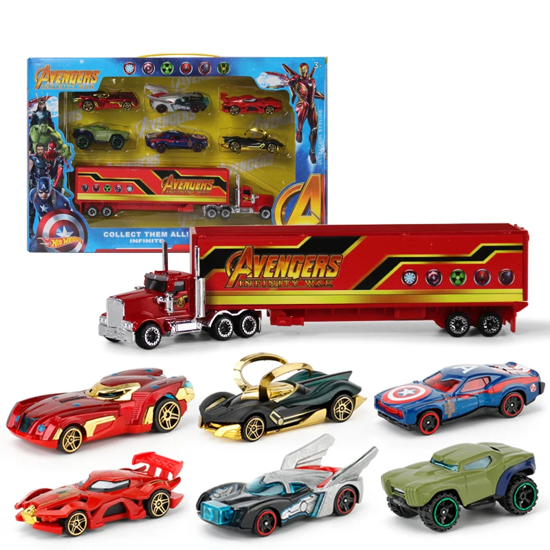 7ks/set autá Disney Movie Pixar Toys Marvel The Avengers Truck 1:55 zliatiny Justice League Lightning McQueen Metal Car Toy Gift